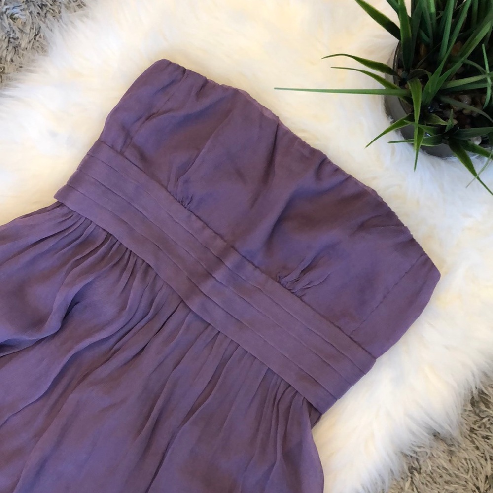 J Crew Lavender Silk Strapless Dress.